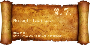 Melegh Tacitusz névjegykártya
